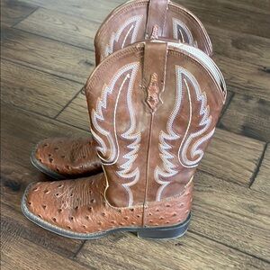 Boys 5 Roper Kids Boots in Brown and White